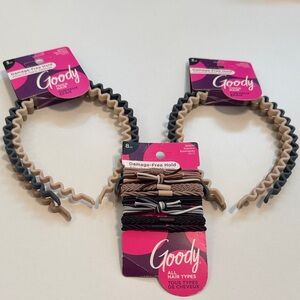 Goody NWT hair BNDL w/2-3ct headbands & 1-8ct designer hair ties